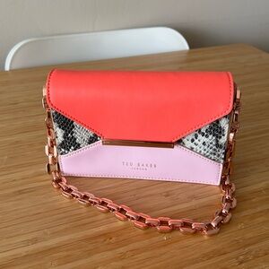 Ted Baker Envelope Mini Shoulder bag clutch - CORAL PYTHON
